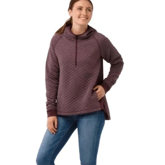 WOMENS SMARTWOOL DIAMOND PEAK QUILTED PULLOVER XS Fig Heather gorpcore outdoor - Picture 1 of 11